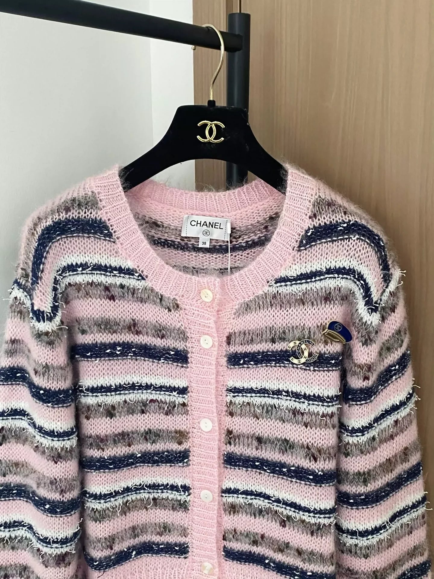 25fw Striped knitted cardigan