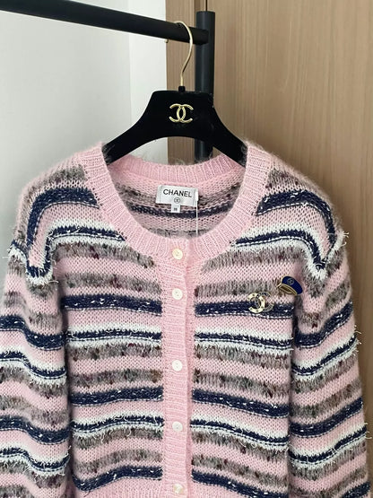 25fw Striped knitted cardigan