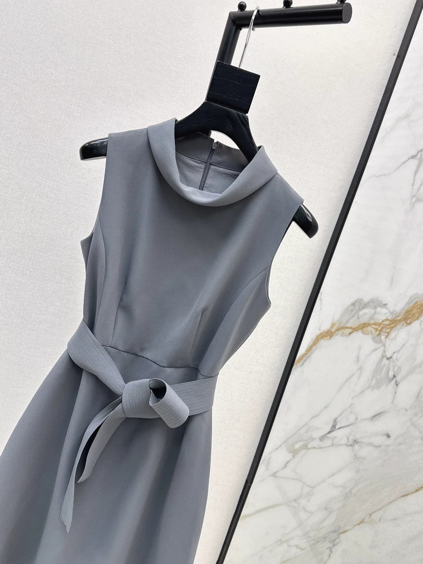 25fw Stand up collar belt dress