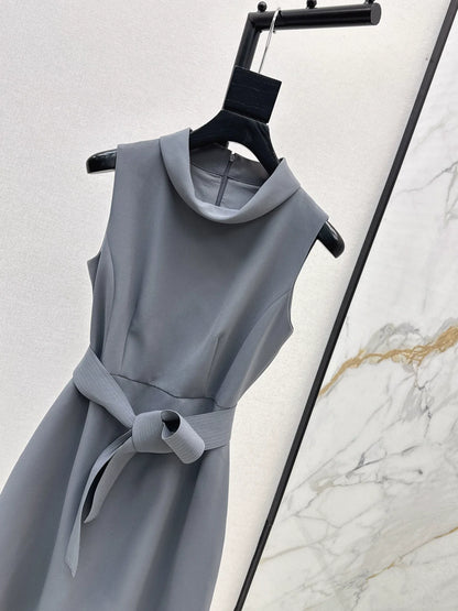25fw Stand up collar belt dress