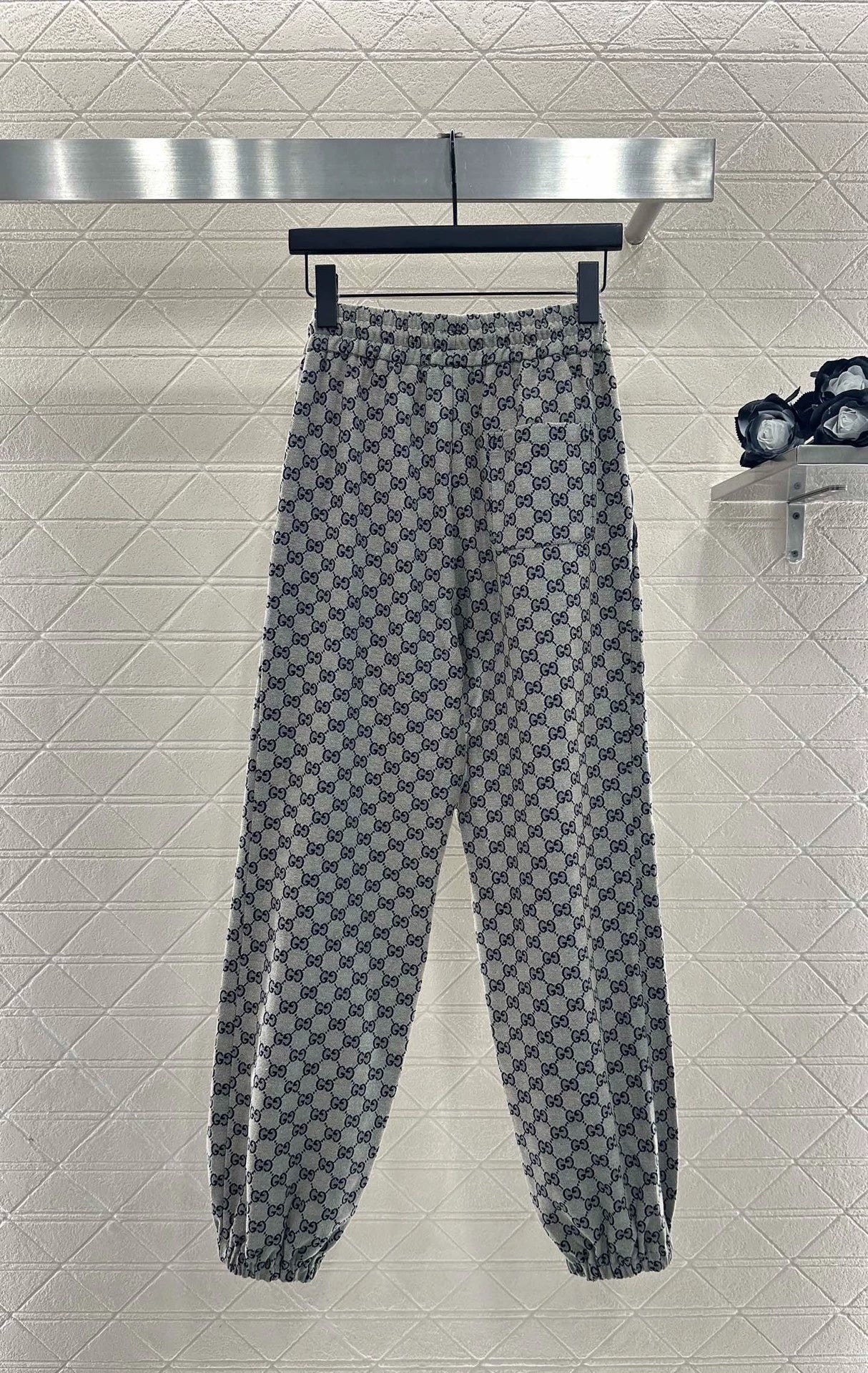 25fw Jacquard casual drawstring leg tied pants