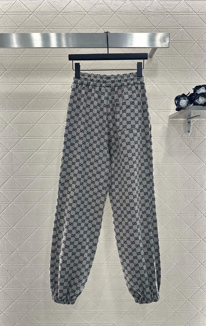 25fw Jacquard casual drawstring leg tied pants