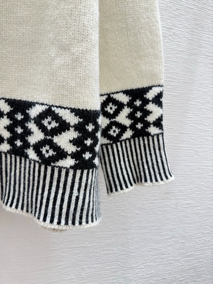 Black and white contrasting diamond patterned sweater
