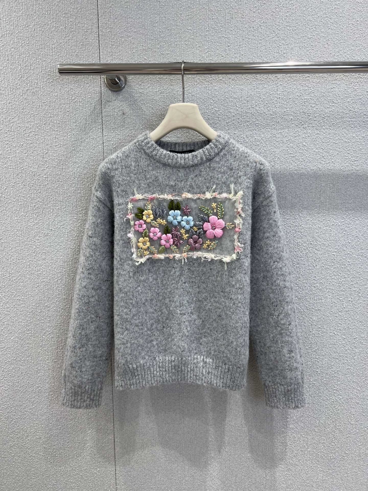 Indian silk patterned wool knit sweater