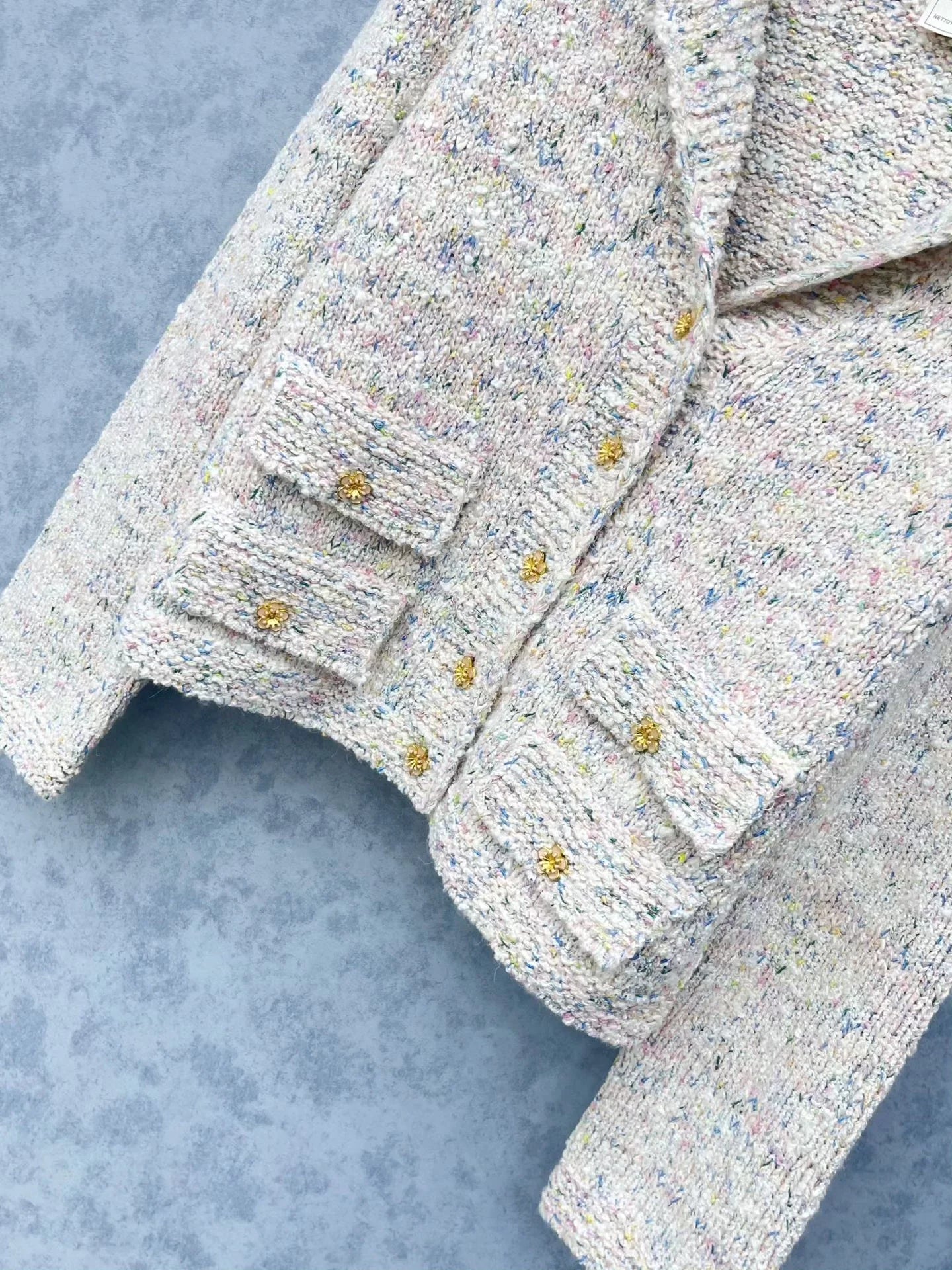 Collared Long-Sleeved Knit Cardigan