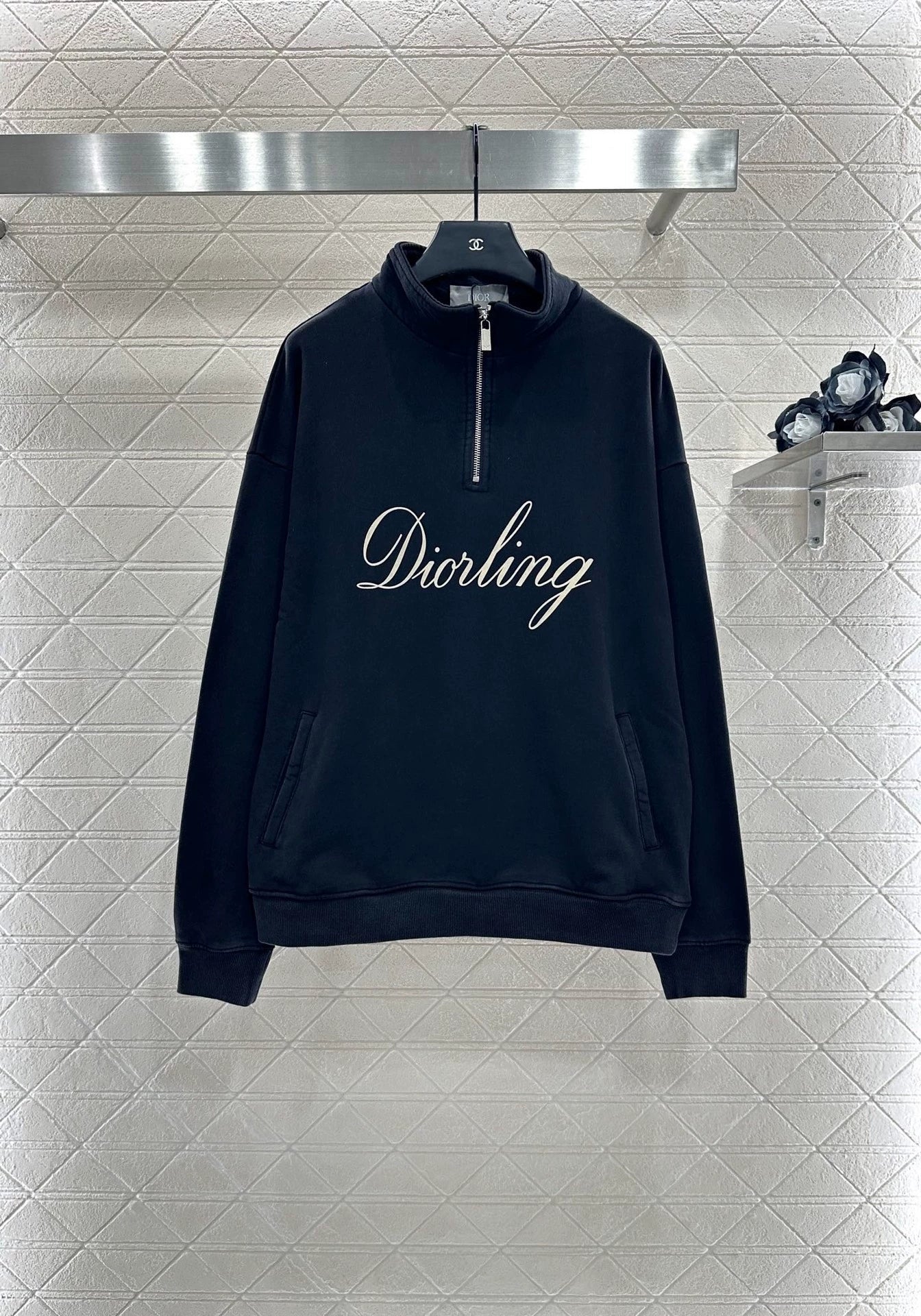 25fw Zipper embroidered hoodie