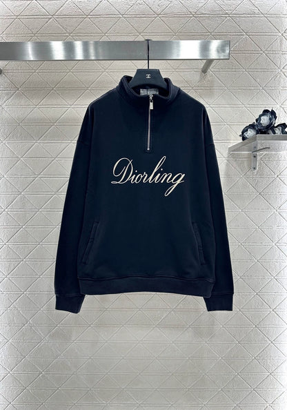 25fw Zipper embroidered hoodie