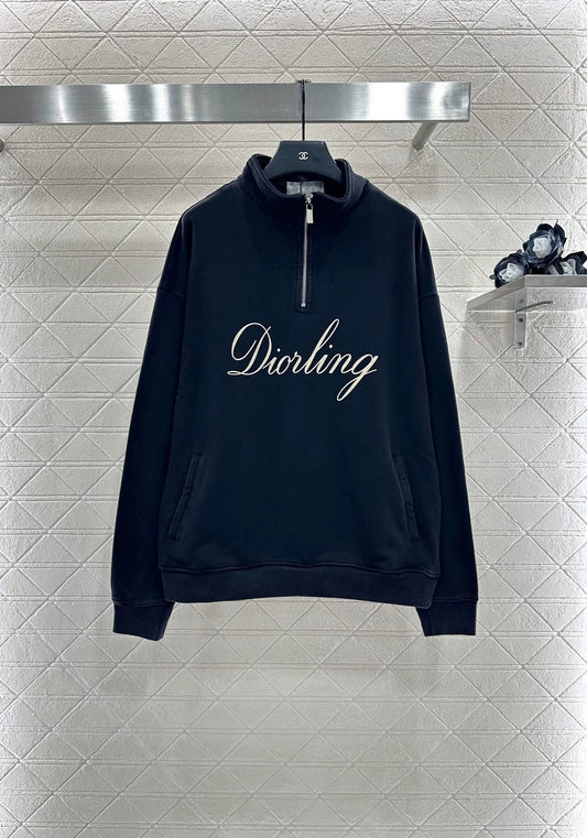 25fw Zipper embroidered hoodie