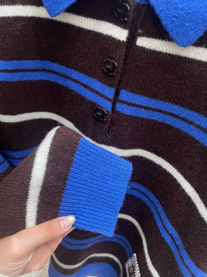 25fw Striped collar design sweater(vintage series)