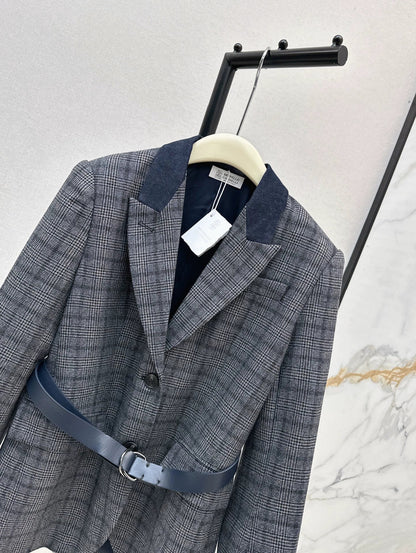 25fw Blue plaid blazer