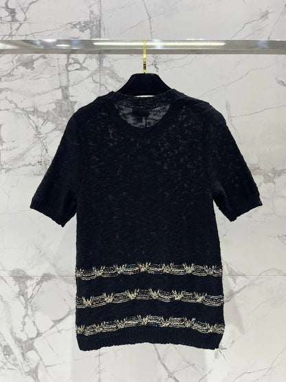 25 new product Embroidered knitted short sleeves