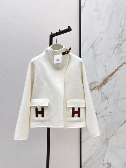 Double-sided wool stand-up collar coat