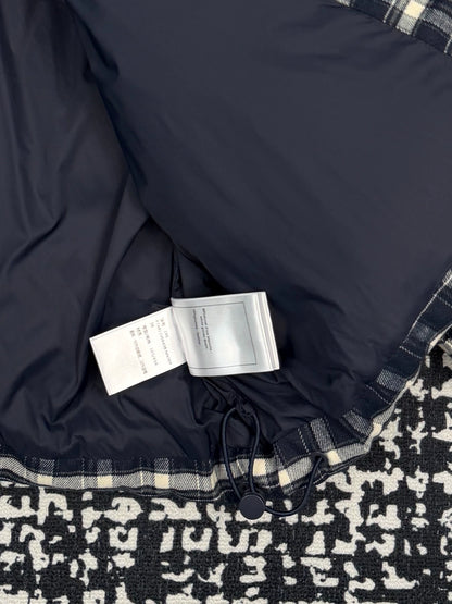 Plaid patchwork stand up collar goose down suit