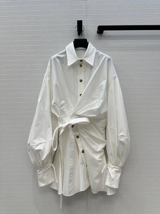 Pleated cotton lined dress