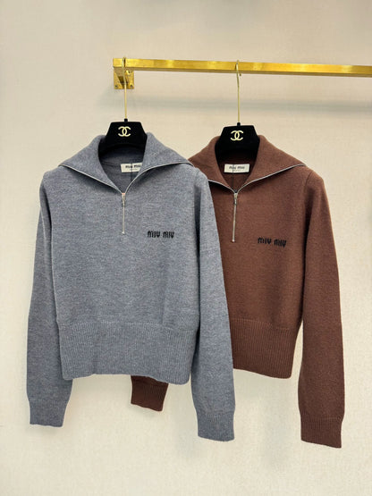 Half zipper knitted sweater