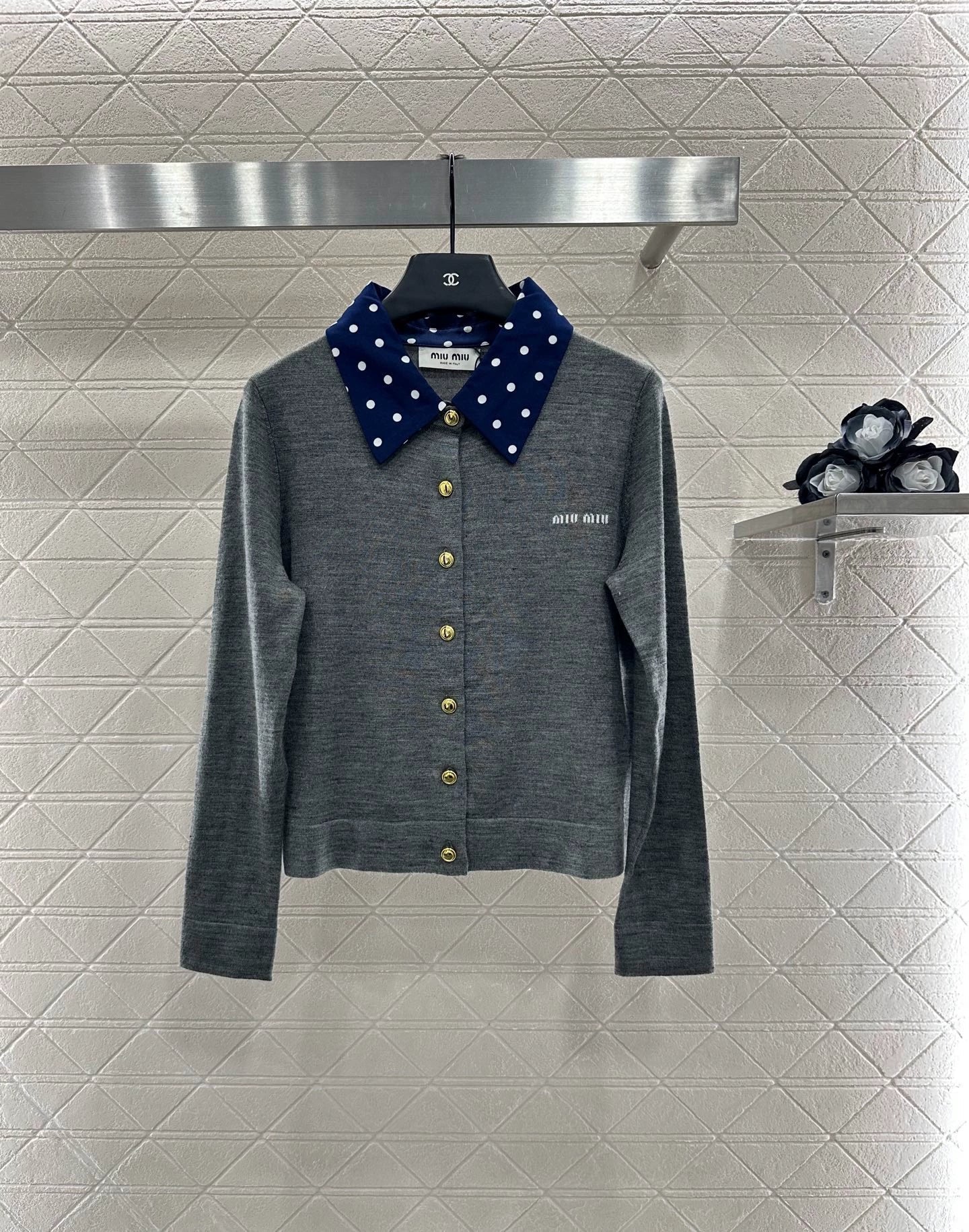 25fw Polka dot knitted cardigan