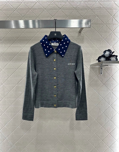 25fw Polka dot knitted cardigan