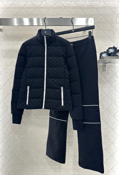 Jacquard down jacket and pants set