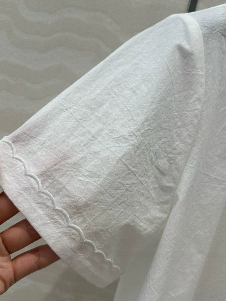 College style double-layer collar white shirt