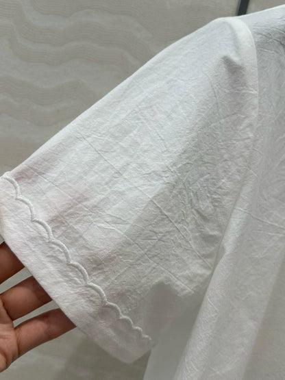 College style double-layer collar white shirt