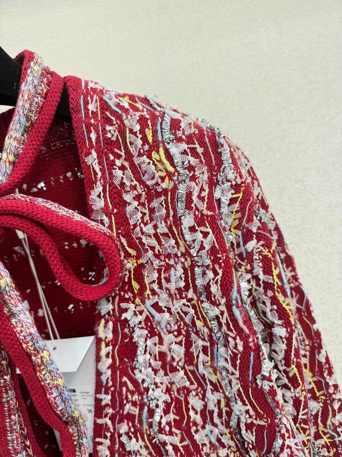 Red tassel knitted cardigan