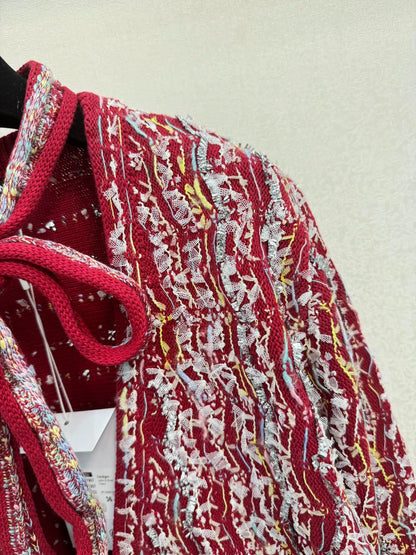 Red tassel knitted cardigan