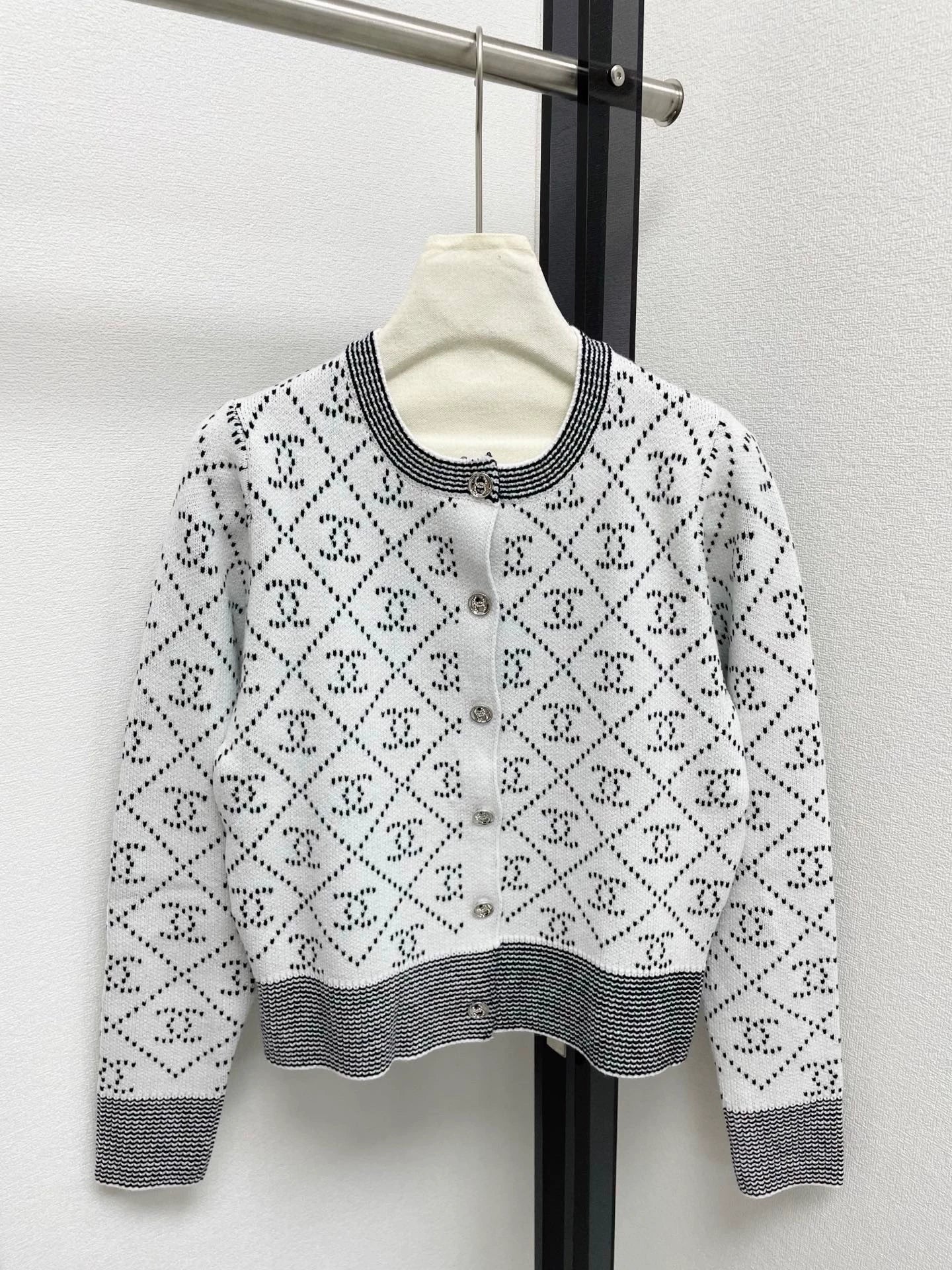 25fw Diamond texture double C jacquard cardigan