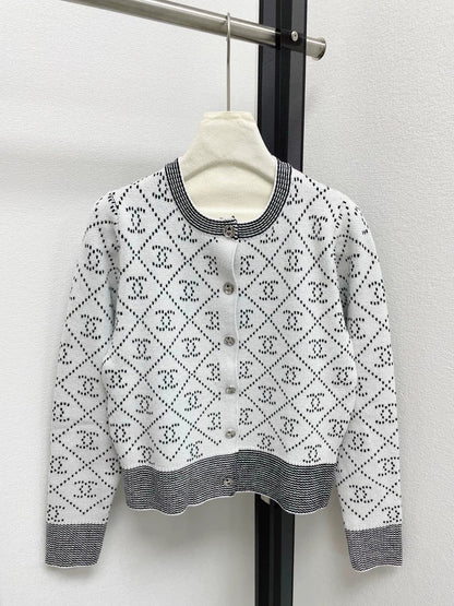 25fw Diamond texture double C jacquard cardigan
