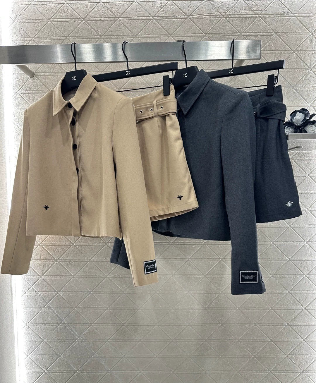 25fw Collar suit belt shorts set