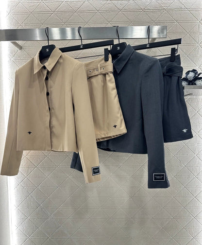 25fw Collar suit belt shorts set