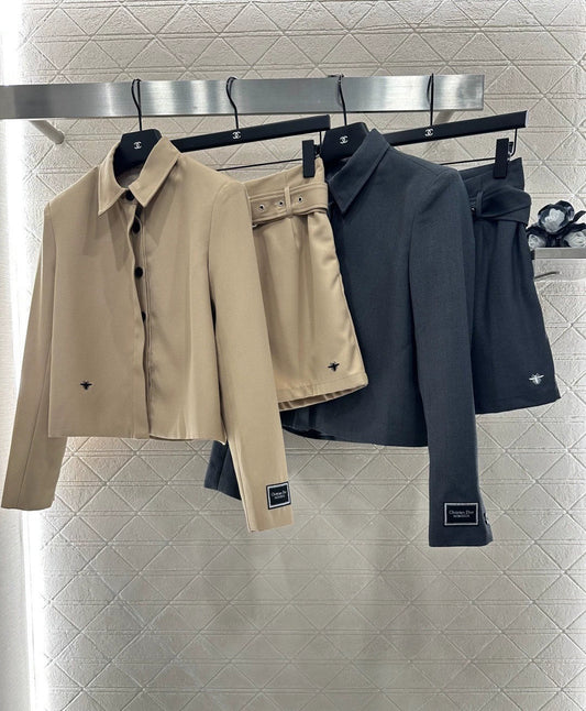 25fw Collar suit belt shorts set