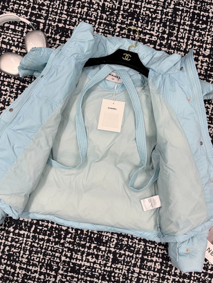 Mao Mao logo loose hooded goose down suit