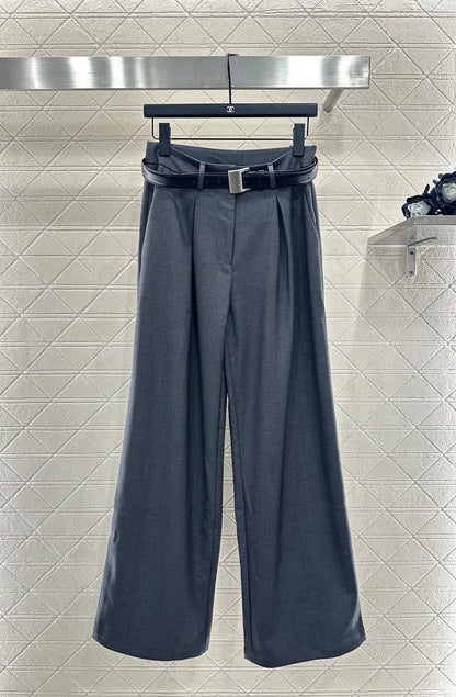 Logo Belt Wide Leg Suit Pants