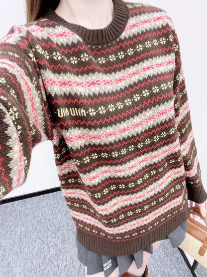 25fw Striped snowflake sweater