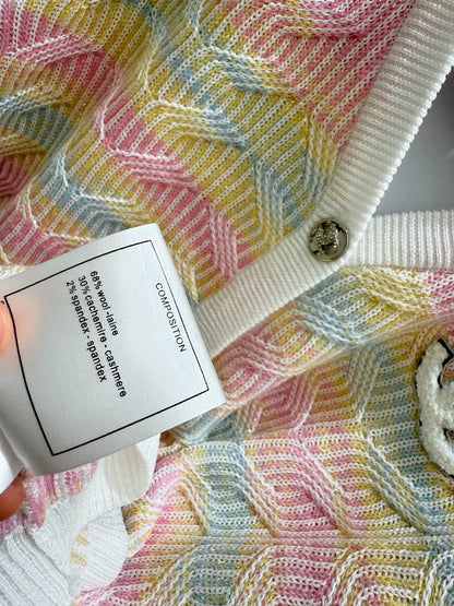 25fw Rainbow striped knitted cardigan