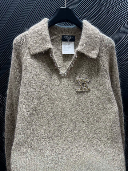 25fw Nail bead lapel sweater（Medieval Series）