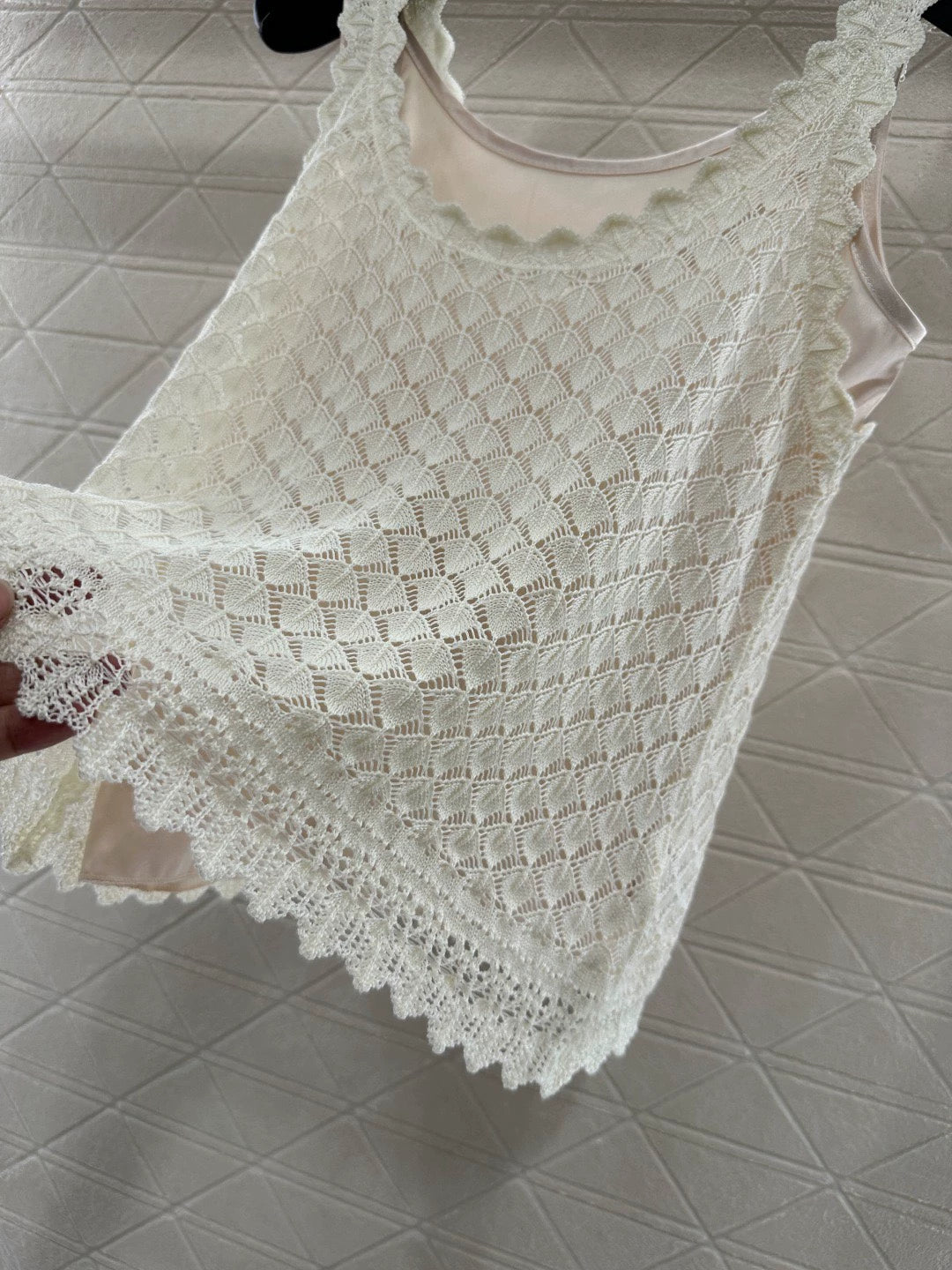 25fw Hollow knit vest two-piece set