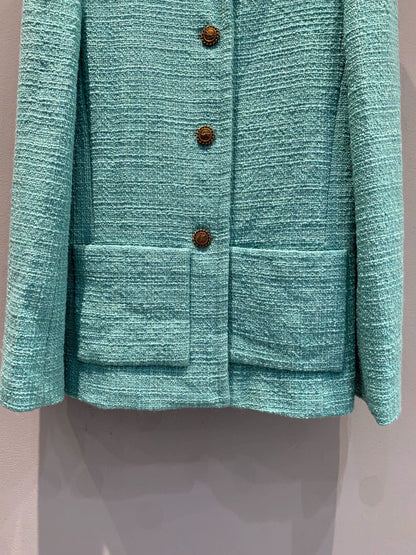 25fw Turquoise green tweed waist cinching jacket（Medieval Series）