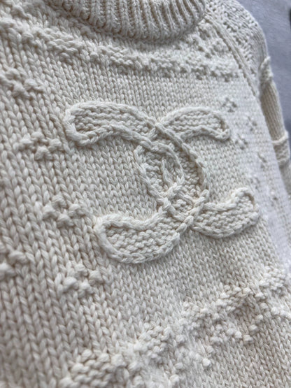 25fw Hook flower round neck cashmere knitted sweater