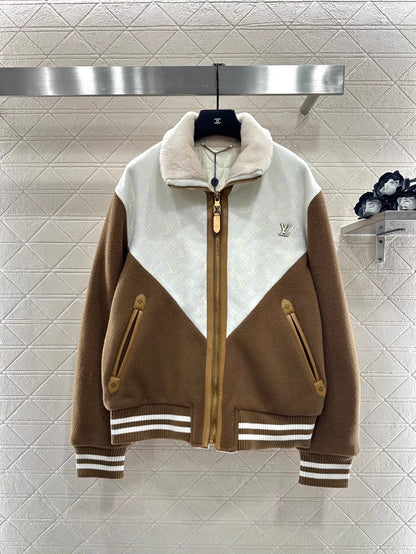 Printed Color-Blocked Down Jacket