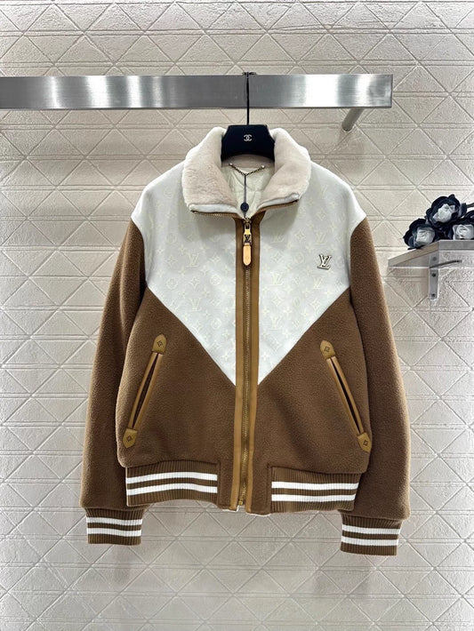 Printed Color-Blocked Down Jacket