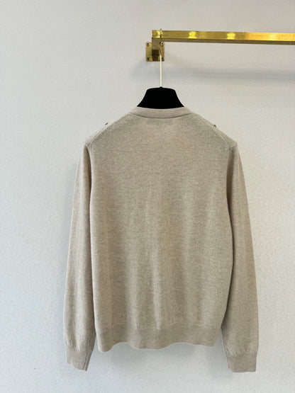 Hollow embroidery cashmere cardigan