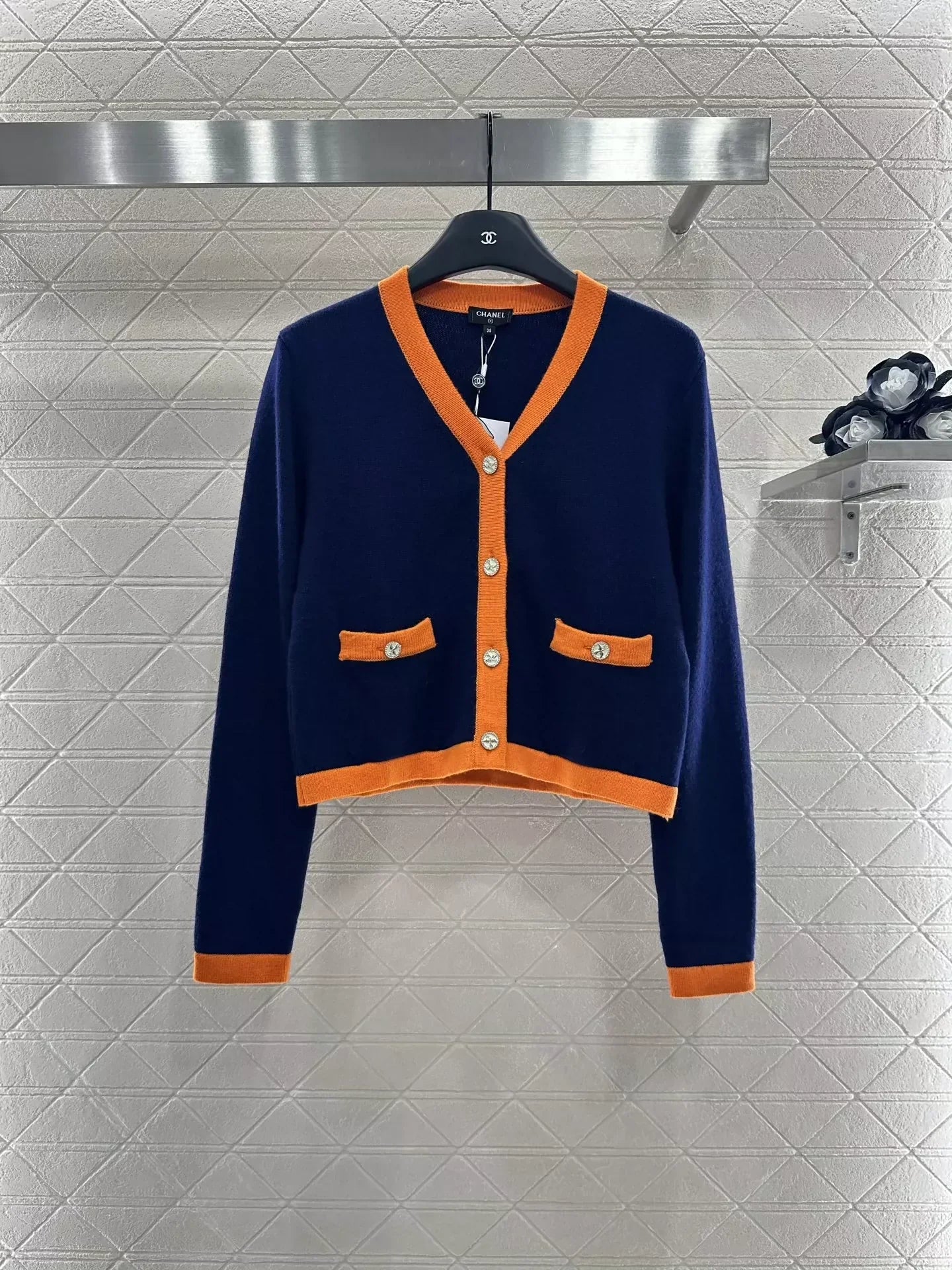 25fw Color blocking knitted cardigan