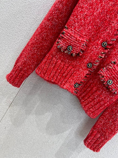 Stand up collar long sleeved sweater jacket