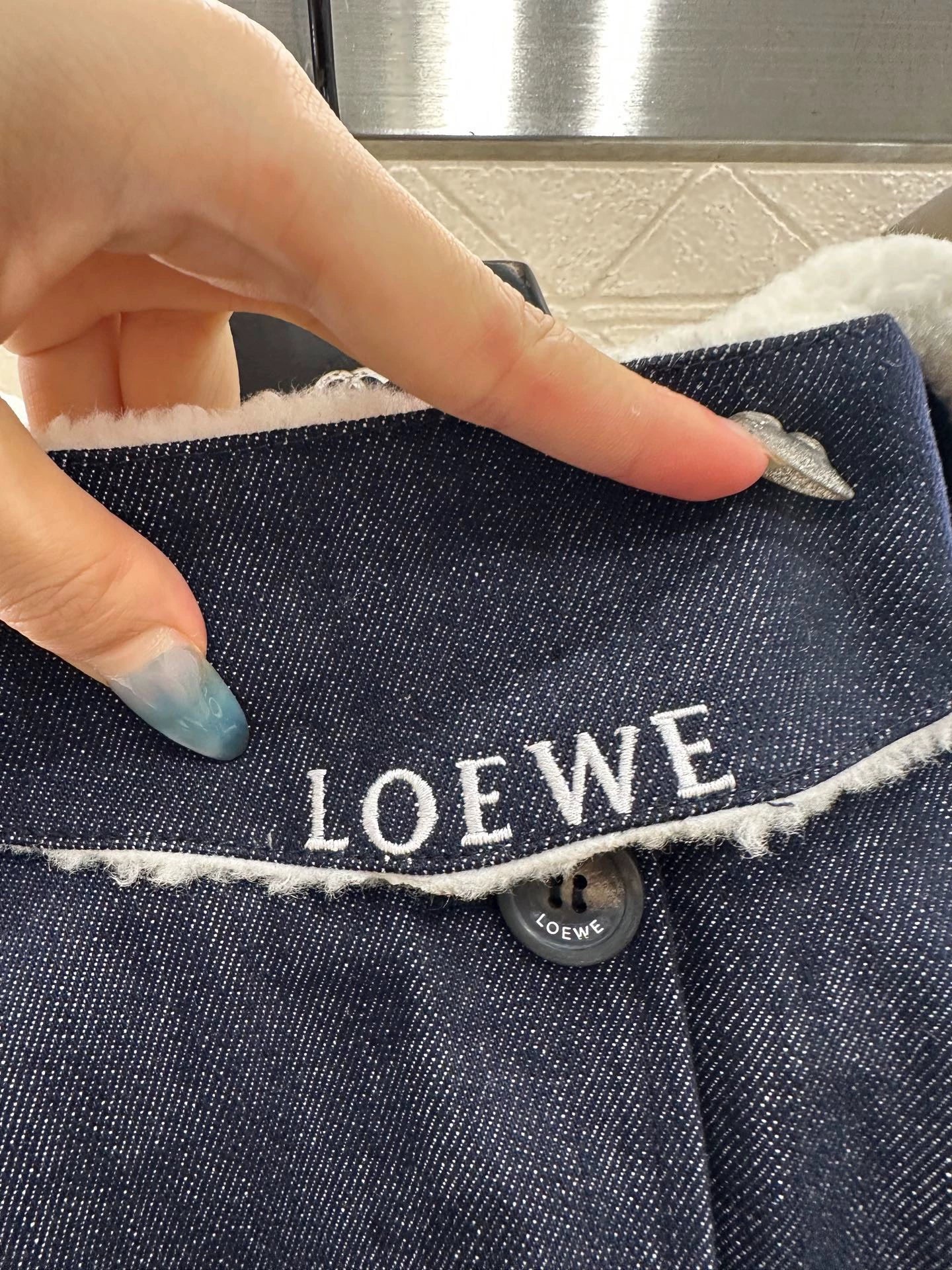 Hooded plush denim cloak jacket