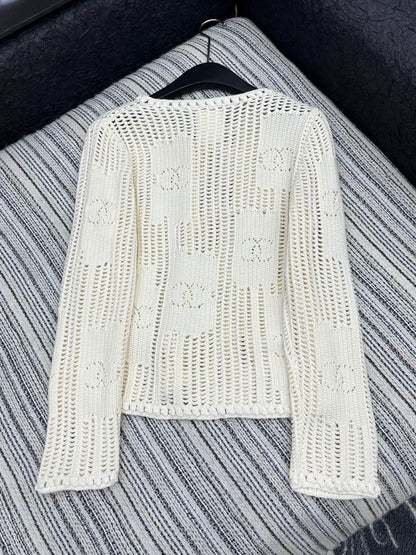 25fw Double C hook flower round neck jacket