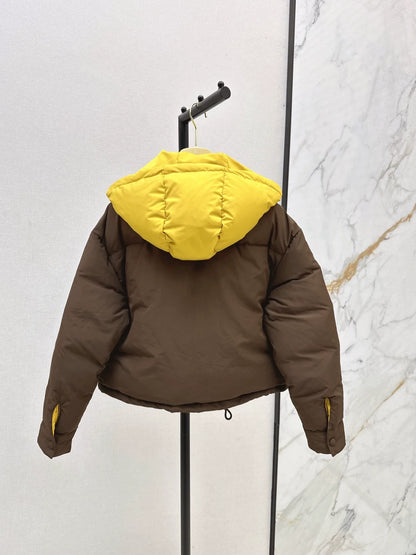 25fw Color blocking hooded bread jacket