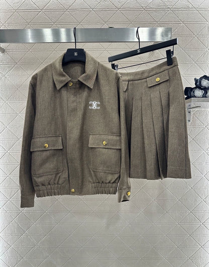 Jacket jacket pleated skirt set