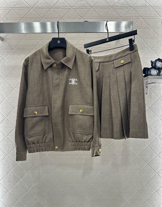 Jacket jacket pleated skirt set