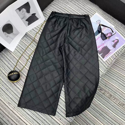 Lingge Design Pu Leather Pants